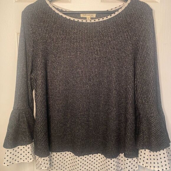 Faith and Joy Faux Top Double Layered 3/4 Length Sleeves - Picture 1 of 6